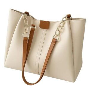 AESTHETIC Women’s Shoulder Handbag | Elegant PU Leather Tote with Chain Strap | Stylish Daily Use Purse for Office, College &