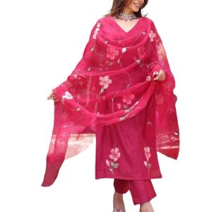 ANNI Designer Women's Rayon Viscose Printed Straight Kurta with Pant & Dupatta